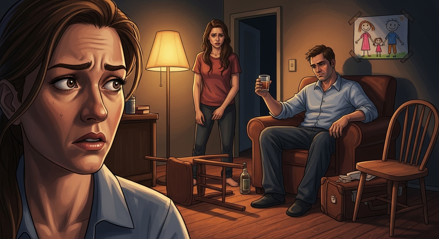 Pessoa demonstrando sinais de abuso de álcool com mudanças de comportamento visíveis.