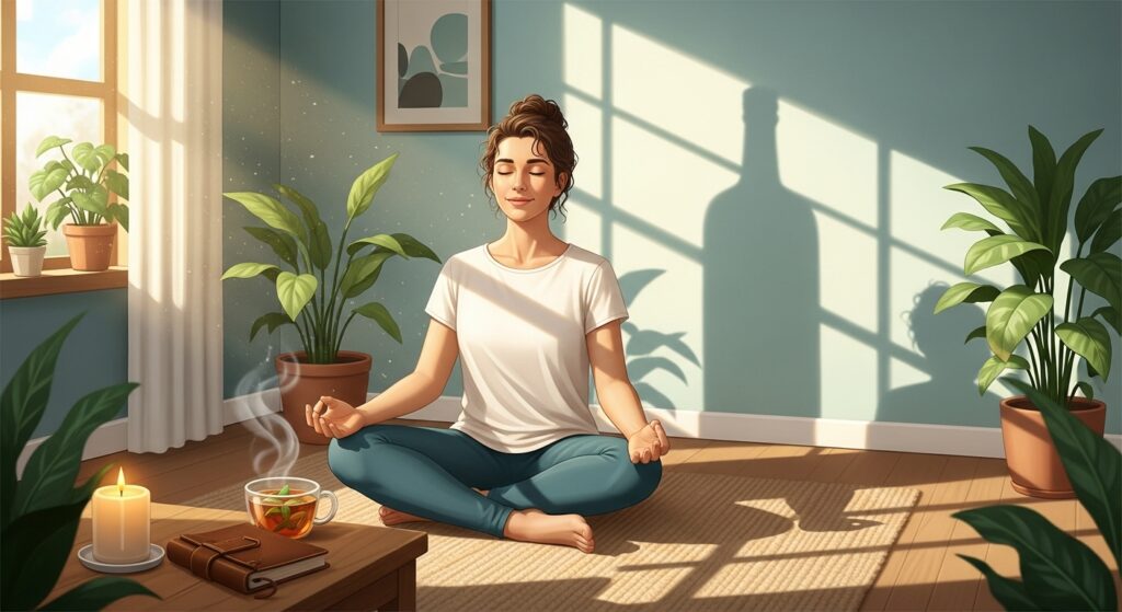 Mão empurrando um copo de álcool para longe, representando técnicas para diminuir o impulso de beber.