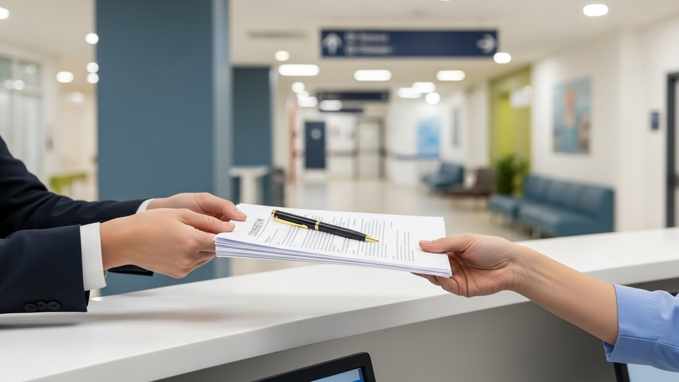 Equipe terapêutica acolhendo paciente em clínica de internação voluntária para alcoolismo, reforçando cuidado humanizado e segurança.