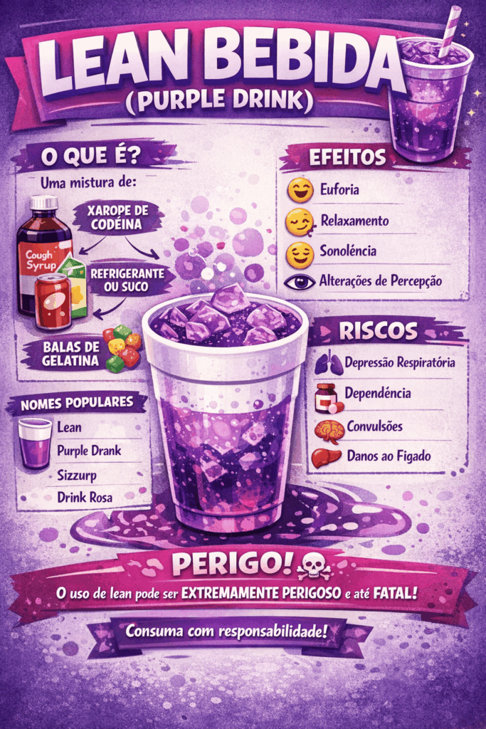 bebida roxa Lean e perigos para o organismo