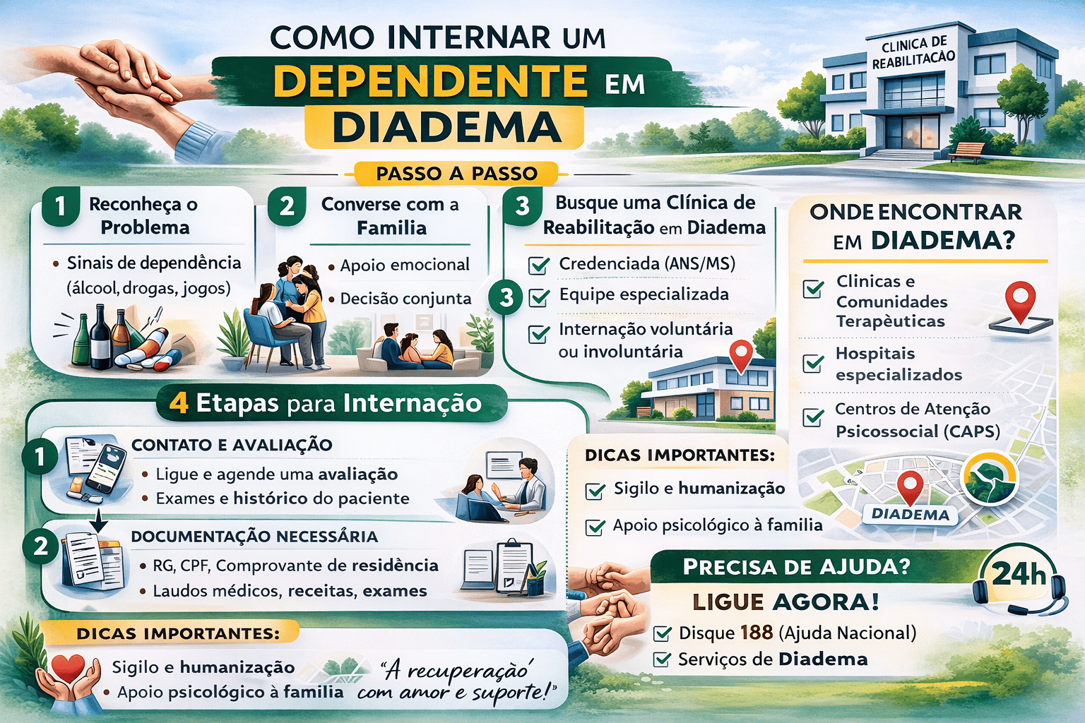 Família conversando com especialista sobre internação em Diadema