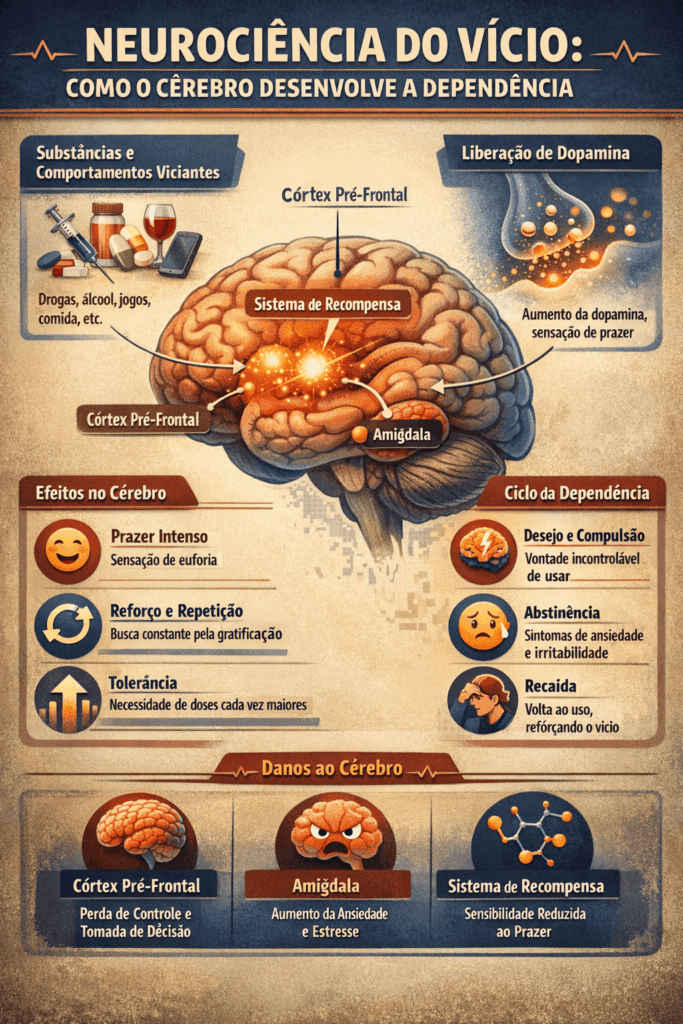 cérebro desenvolvendo dependência segundo neurociência do vício