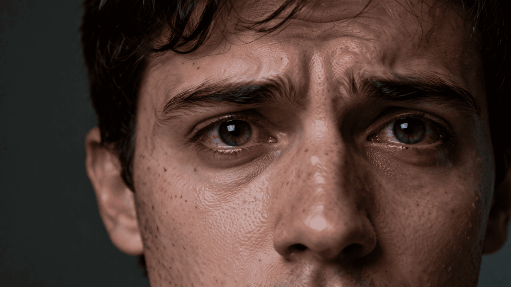 olhos lacrimejando e avermelhados