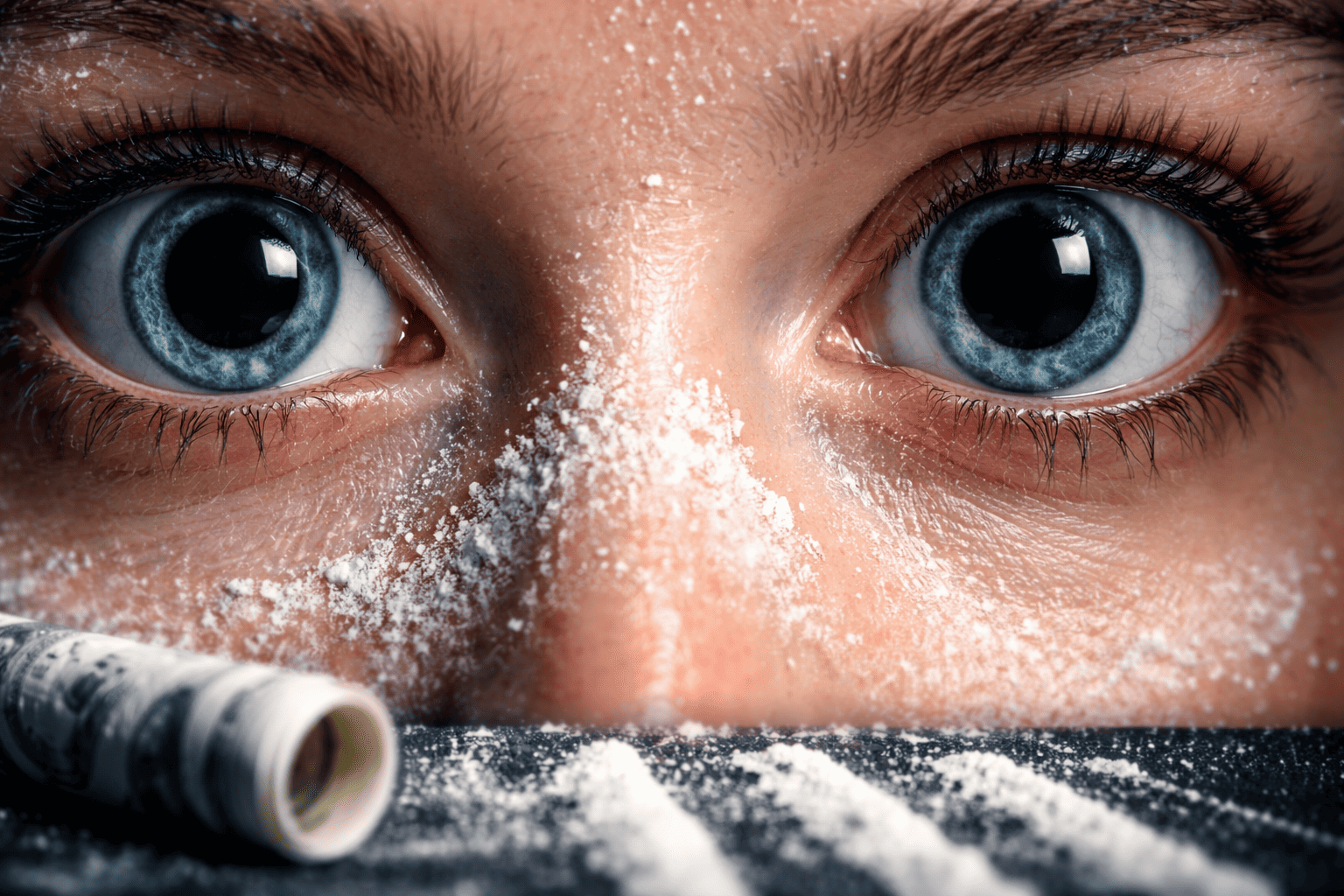 olhos vermelhos e irritados por uso de droga