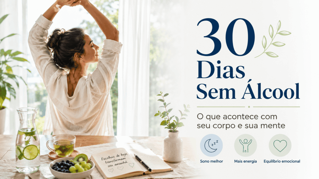 Desafio 30 dias sem álcool com água, frutas e hábitos saudáveis