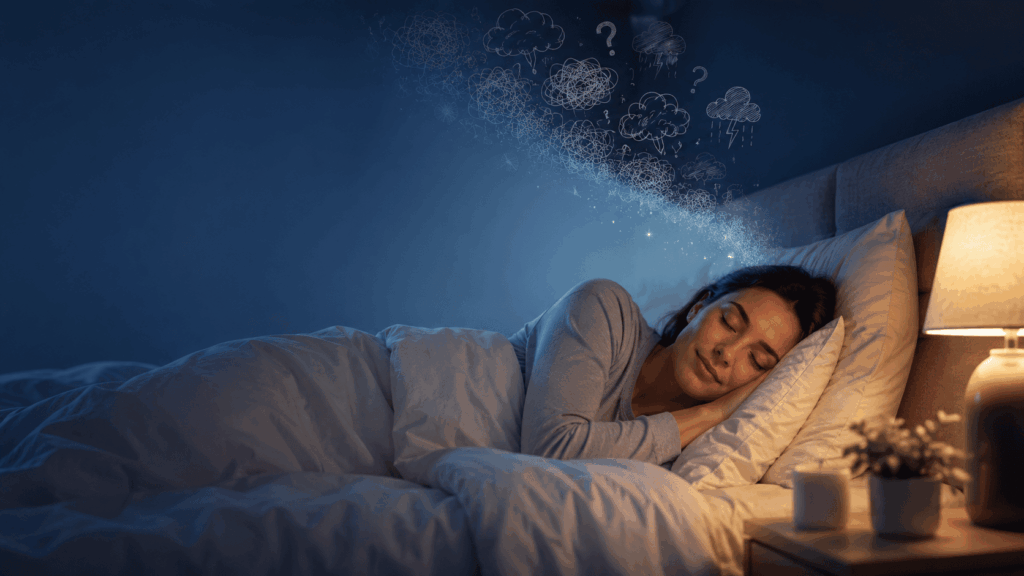 ambiente de quarto confortável, com iluminação suave, ideal para dormir melhor sem medicamentos