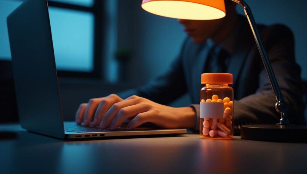 Pessoa segurando medicamento controlado