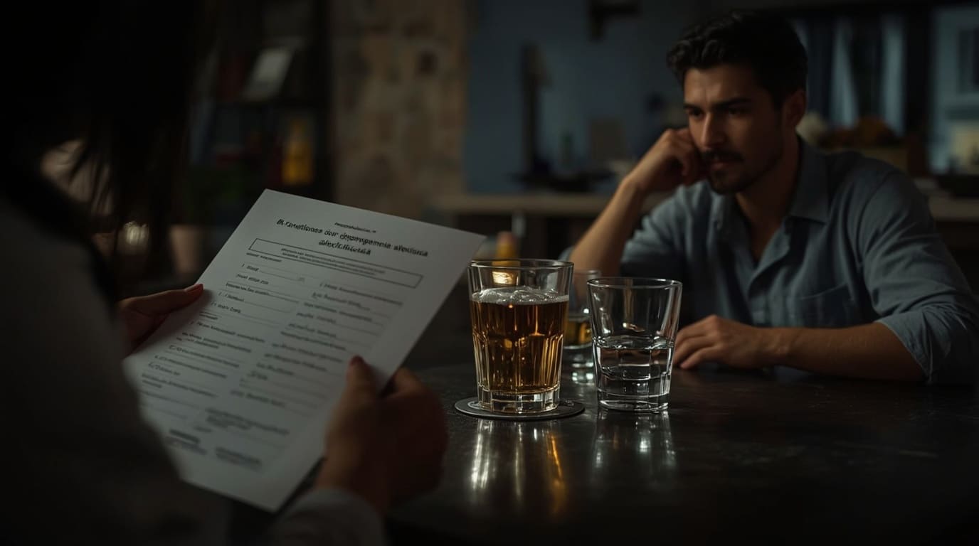 Mulher avaliando sinais de alcoolismo no marido