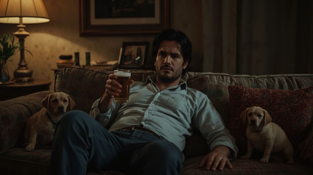 Homem preocupado com consumo de cerveja
